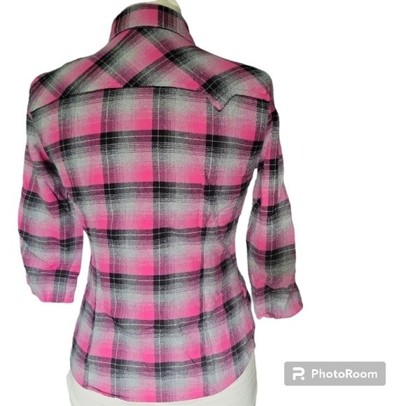 VANS Pink Plaid Button Down Shirt - M - Picture 6 of 10